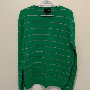 Hurley green striped sweater size XL